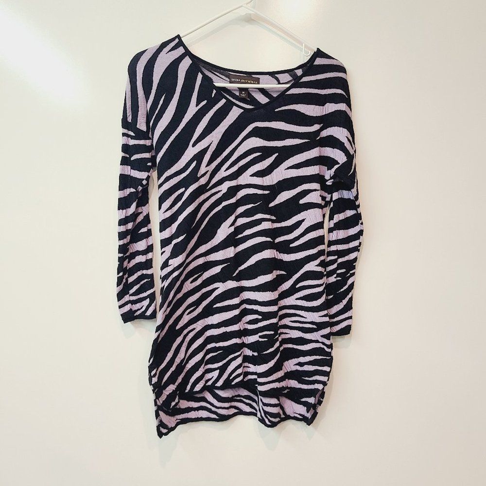 Dana Buchman Purple Black Tiger Animal Print Sweater Womens Medium
